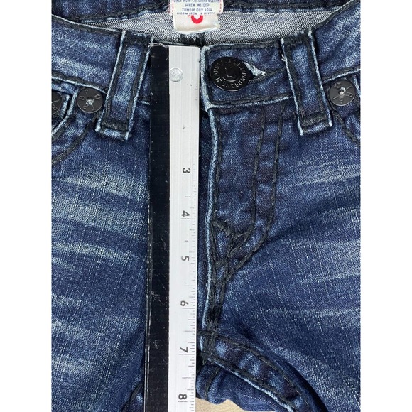 True Religion Womens 27 Jeans Distressed‎ Dark Blue Denim Low Rise Zipper Fly - Picture 5 of 15